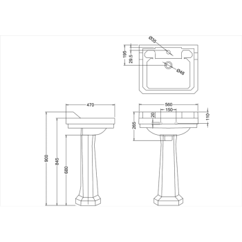 Подвесная раковина Burlington Bespoke/Floral B4 1TH BOTA белый/розовый
