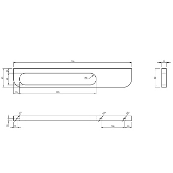 Полотенцедержатель KNIEF K.Stone Oval Аксессуар п/держатель с полочкой настенный 50x8x2Hсм бел/мат. 0600-282-01