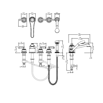 Смеситель на борт ванны Devon&Devon Manhattan на 5 выходов с переключателем и ручной лейкой никель блестящий MNH450NK