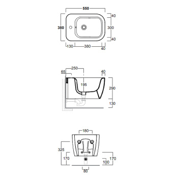 Подвесное биде Simas Henges HE19 nero matt*1 черный
