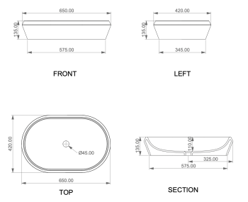 Раковина накладная 65х42 см GSG Ceramic Design Cruise CRLAVOV65000 белый глянцевый