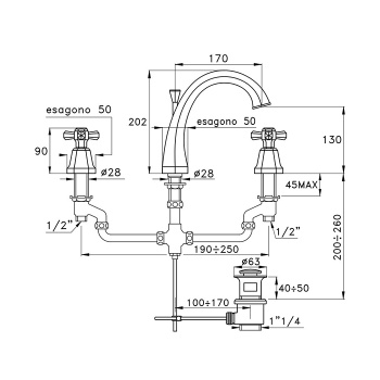 Смеситель для раковины Stella Eccelsa 3225 EC 00015 AU02 золото