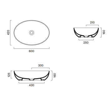 Раковина Catalano Sfera 60x42 накладная, без перелива, без отв, Комплектa Satinato 522600031