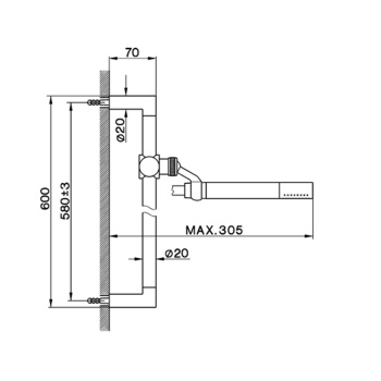Душевой гарнитур Cisal Shower ручная лейка,шланг 150 см,штанга 58 см, хром DS01005021