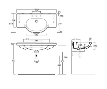 Раковина подвесная Simas Top е Lavabi D'Arredo TOP 60 bi*1 105x51 см белый