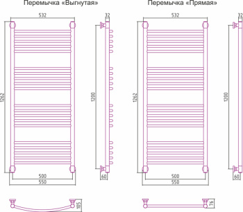 Полотенцесушитель водяной Сунержа Богема+ 120x50 00-0221-1250