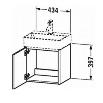 Duravit XSquare База под раковину 434х340х397 мм, 1 дверца левая, Цвет белый глянцевый (для раковины 073245)