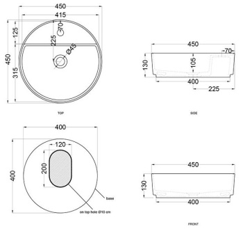 Раковина накладная Cielo Shui Comfort SHCOLATF PL 45 см голубой