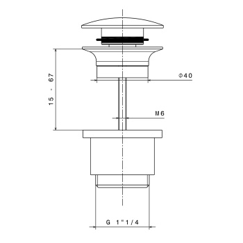 Донный клапан нажимной Newform X-steel 316 Stop&Go, для раковин с/без перелива, монтажный размер 15-67 мм, PVD Brushed pale gold 24686.59.098