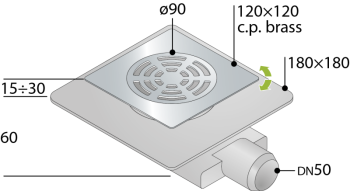 Душевой трап OMP Tea Tirana 2665.591.8 12 см хром
