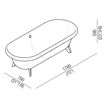 Ванна из искусственного камня Agape Ottocento 178x79 AVAS0969ZZBR