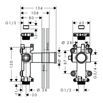 Axor One Встраиваемая часть запорного вентиля 45770180