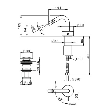 Смеситель для биде Cisal Slim на 1 отв, черный матовый SM00155040