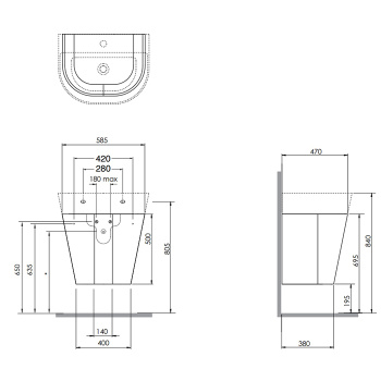 Тумба подвесная для раковины Azzurra Forma 65, с 2 дверцами, 60х47х50, olmo naturale MBF 65S N