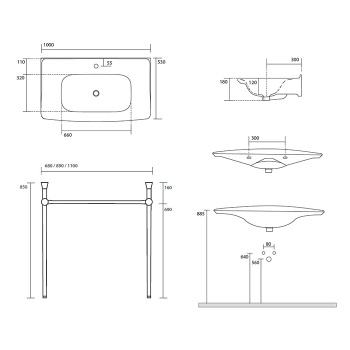 Раковина Kerasan The New Yorker 100x53, с 1 отв под смеситель, черный матовый 564231