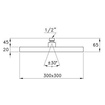 Верхний душ Stella Wellness 300х300 хром UN 03009 CR00