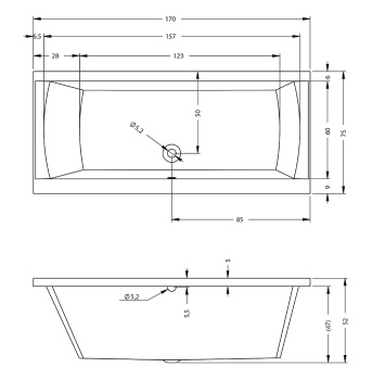 Акриловая ванна Riho 170x75 BA5300500000000 (B011001005)