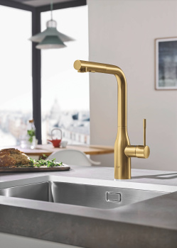 Смеситель для кухни GROHE Essence New, L-излив, холодный рассвет матовый 30270GN0