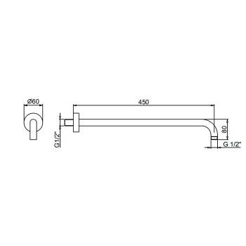 Держатель верхнего душа Fantini 450, настенный монтаж, черный матовый 86 13 8028