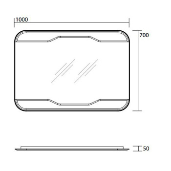 Зеркало без светильника Kerasan Waldorf 100х70, с выключателем 740601