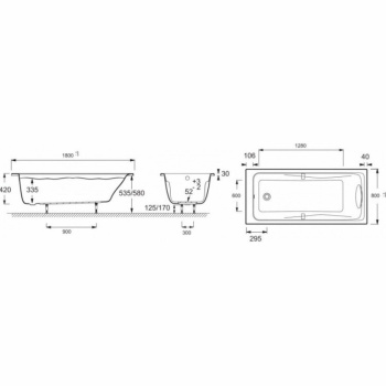 Акриловая ванна Jacob Delafon Elite 180x80 E5BD247L-00