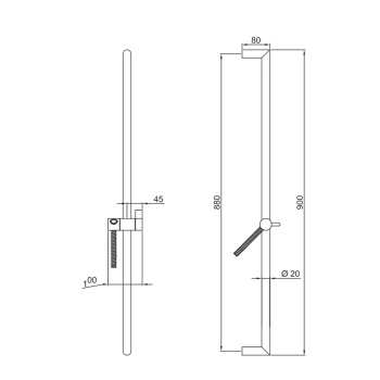 Душевая штанга Fantini без ручной лейки, шланг 150см,крепление, хром 86 02 9247
