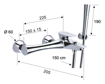 Смеситель для ванны Daniel Diva DV610DP золото брашированное
