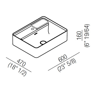 Раковина Agape Marsiglia 60x47x16, 1 отв., подвесная, белый/темный серый ACER0705M1RZG *1