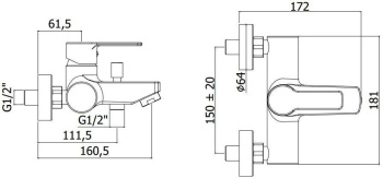 Смеситель для ванны с душем Paffoni Red RED022CR