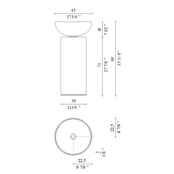 Раковина напольная Milldue Saba 45 450x900, слив в пол, без отв. под смеситель, caolino 5830.CM03