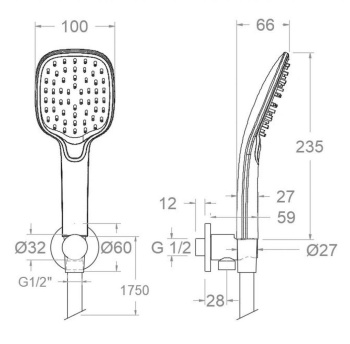 Душевой набор Ramonsoler встраиваемый никель 3783Q3NC