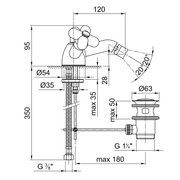 Смеситель для биде Fantini I Balocchi 1 отв., с донным клапаном, белый матовый 60 29 0562F