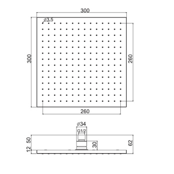 Верхний душ из латуни Fima Carlo Frattini Wellness 300x300, квадратный, чёрный матовый F2216/2NS