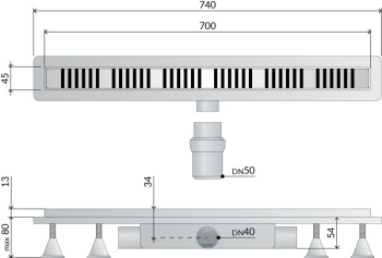 Дренажный канал OMP Tea Renova Eco 4943.976.8 70 см хром