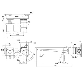 Смеситель для раковины Toto Ge TLG07308R хром