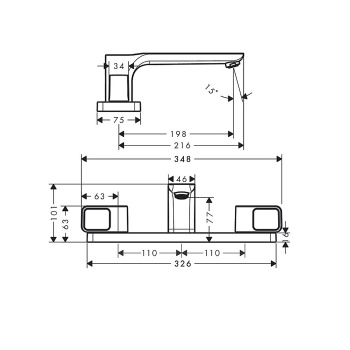 Axor Urquiola Смеситель на край ванны, настенный, цвет: сталь 11436800