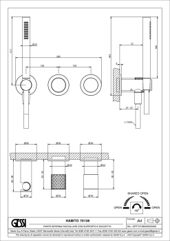 Смеситель для душа Gessi 70138.727 Brass Brushed PVD