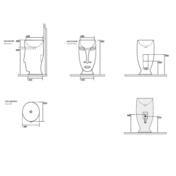Раковина свободностоящая Kerasan Artwork Moloco, с отверстием для слива в стену, цвет; Blu cobalto lucido 474077