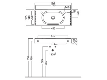 Раковина подвесная Hatria AREA Y0QB01