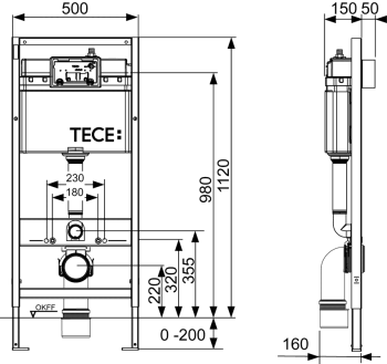 Комплект инсталляции с панелью смыва Tece Tecebase K440200 белый