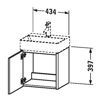 Duravit XSquare База под раковину 434х340х397 мм, 1 дверца левая, Цвет графит матовый (для раковины 073245)