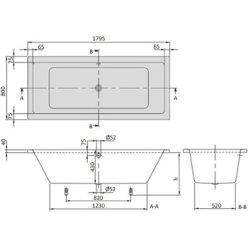 Акриловая ванна Villeroy&Boch Targa 179.5x80 UBA180NES2V01+U99740000