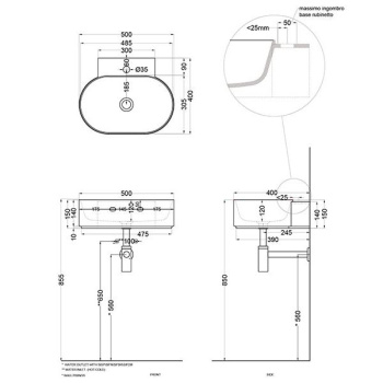 Раковина подвесная Cielo Mare MRLS50 OL 50 см синий