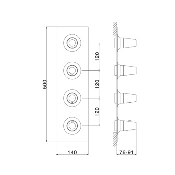Смеситель для душа встраиваемый Cisal Vita термостатический, с 3 запорными вентилями, внешняя часть, черный матовый VI01V30040