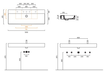 Раковина 120×47 Catalano Premium Nero satinato 0221202022