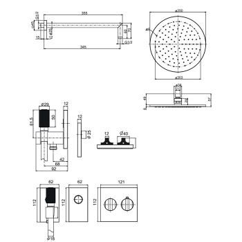 Душевая система Fima Carlo Frattini Sistemi Doccia верхний душ 25, с термостатическим смесителем и ручным душем, хром F4428CR