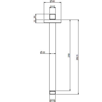 Держатель верхнего душа Fima Carlo Frattini Spillo Steel 250, потолочный монтаж, INOX F2946INOX