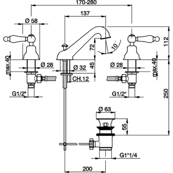 Смеситель для раковины Cisal Arcana Toscana TS00102024 золото