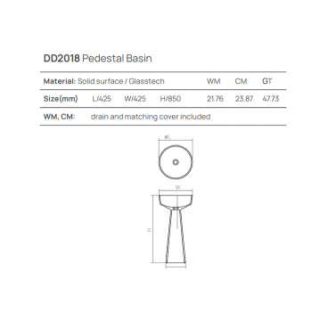 Раковина напольная Dea Design Pedestal Basin d425хh850, sunset DD2018 425 R1