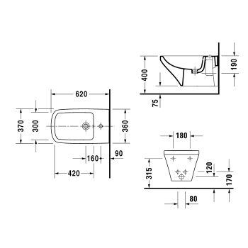 Биде подвесное Duravit DuraStyle 22861500001-WG